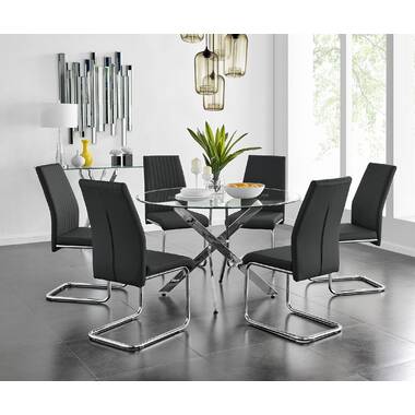 Black glass dining discount table and 6 chairs